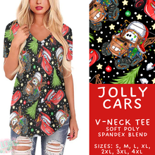 Load image into Gallery viewer, Batch #434 - Magical Christmas - Closes 10/22 - ETA early Dec - Jolly Cars V-Neck Tee
