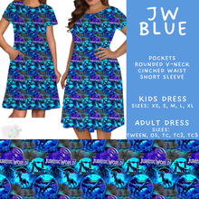 Load image into Gallery viewer, Batch #601 - Cool Characters 19 - Closes 10/21 - ETA mid Dec - JW Blue Adult &amp; Kids Dresses
