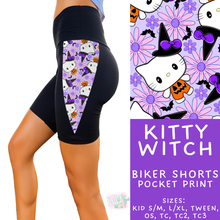 Load image into Gallery viewer, Batch #568 - Halloween Spooky Sets 3 - Closes 8/12 - ETA early October - Kitty Witch Side Panel Biker Shorts
