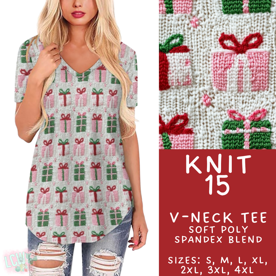Batch #437 - Christmas Knit 2 - Closes 10/27 - ETA mid Dec - Knit 15 V-Neck Tee