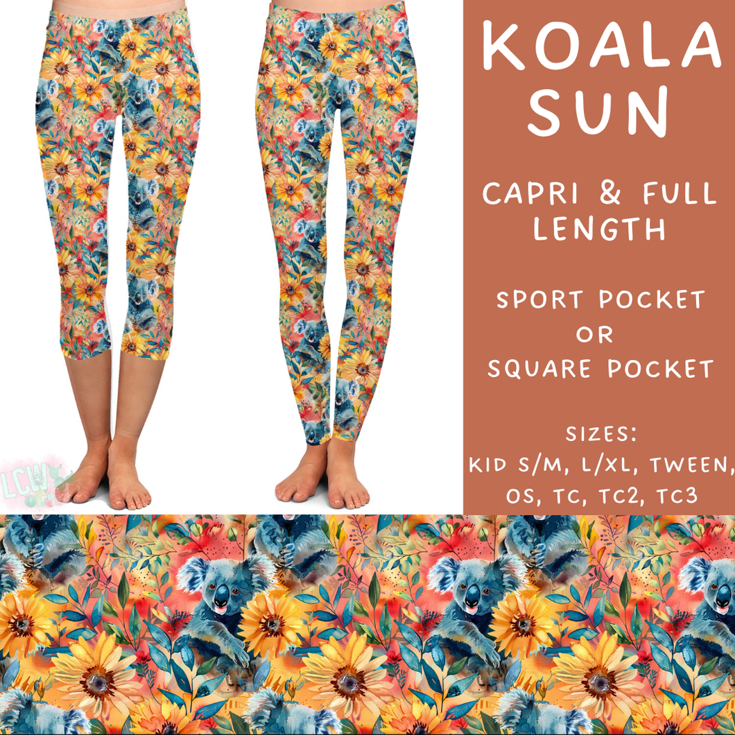 Ready to Ship - Koala Sun Capri Length Leggings - OS Sport Pocket & TC2 Square Pocket
