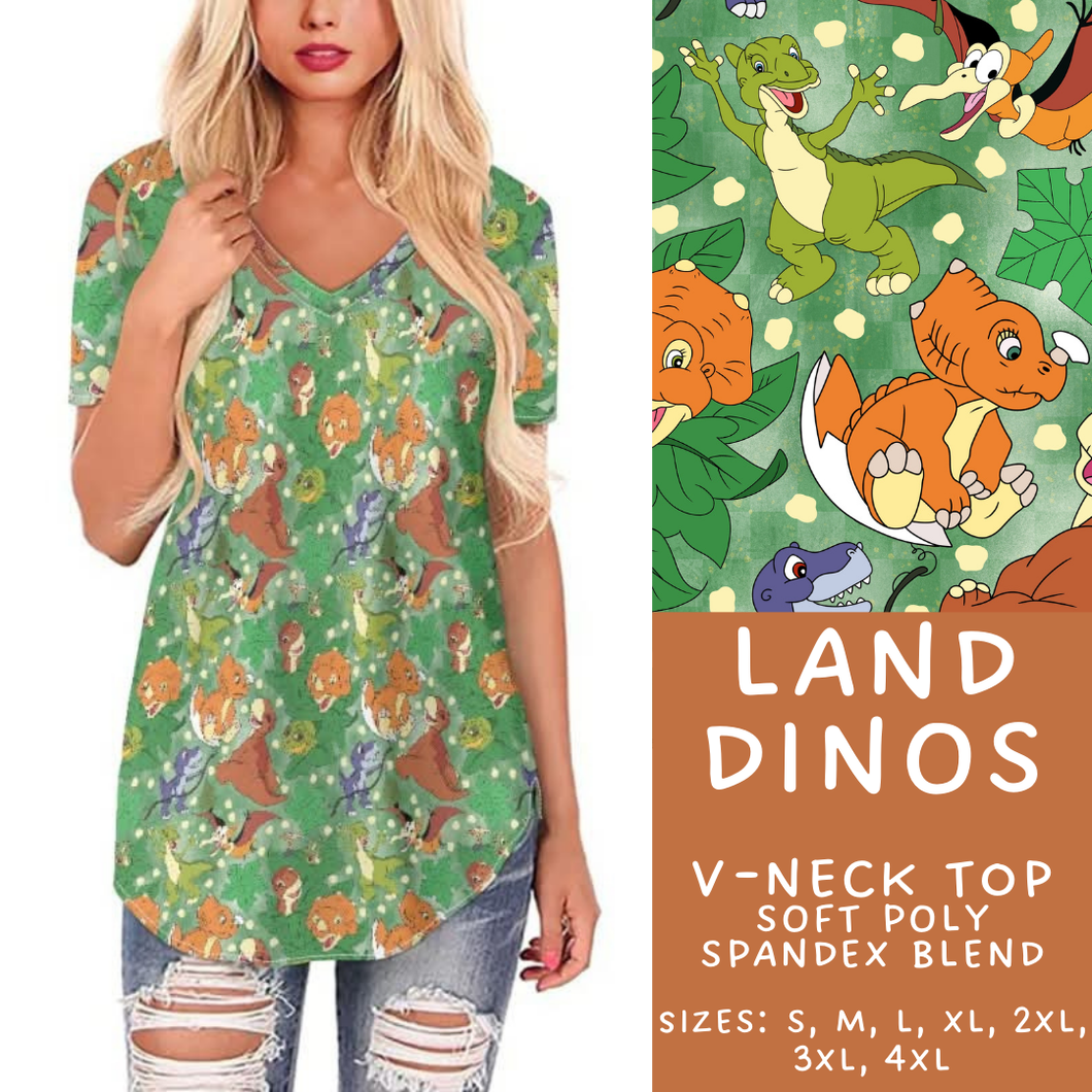 Batch #308 - Storybook Collection 2 - Closes 3/21 - ETA mid May - Land Dinos V-Neck Tee