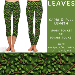 Ready To Ship - Batch #293 - Leaves Full Length Leggings - Square TC