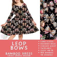 Load image into Gallery viewer, Ready to Ship - Leop Bows Long Sleeve Criss-Cross Bamboo Dress - 12
