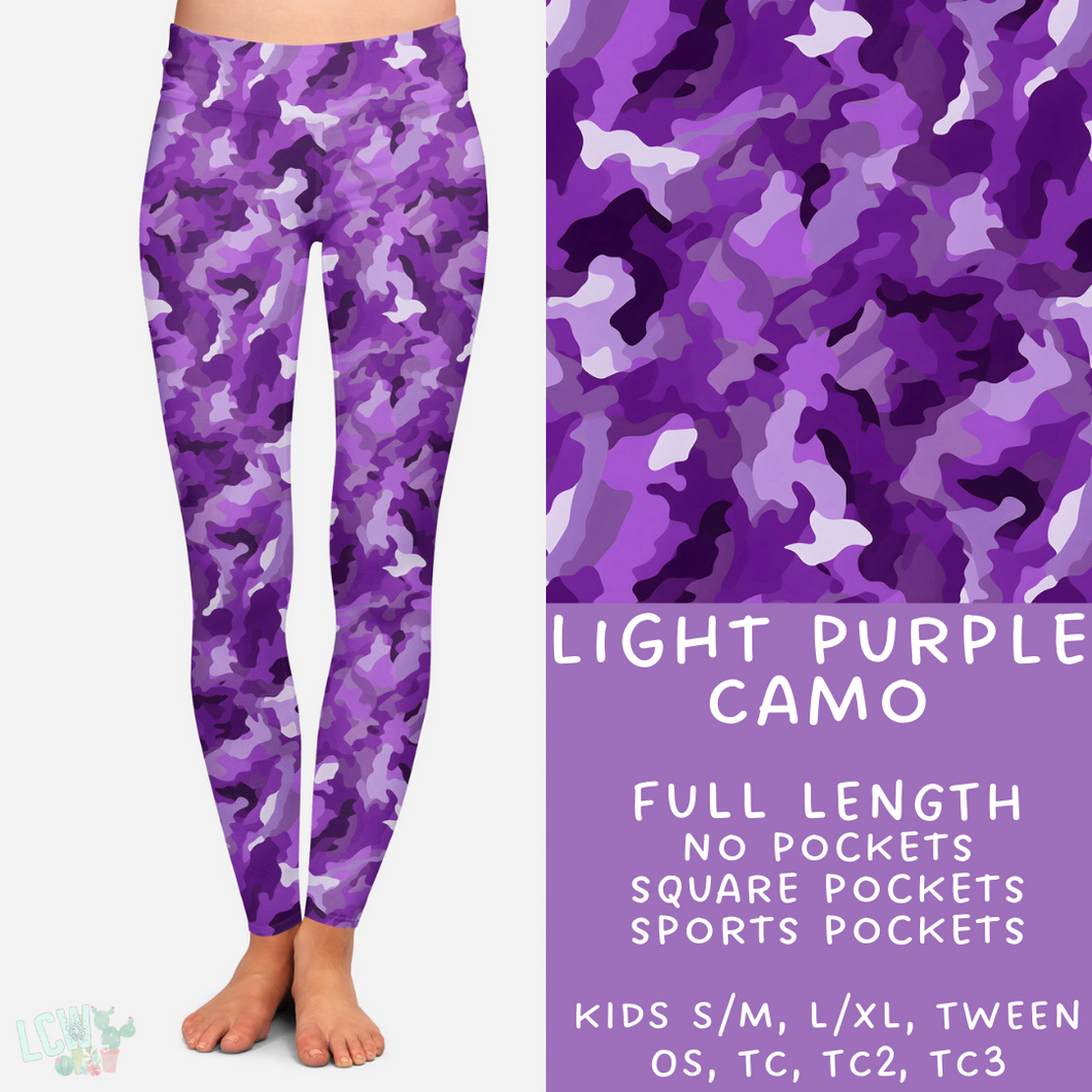 Ready to Ship - Light Purple Camo Leggings - Sport Pocket TC2