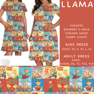 Batch #308 - Storybook Collection 2 - Closes 3/21 - ETA mid May - Llama Adult & Kids Dresses