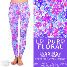 Load image into Gallery viewer, Ready to Ship - LP Purp Floral Full Length Leggings - Sport Pocket OS
