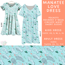 Load image into Gallery viewer, Batch #307 - Sea Life - Closes 3/20 - ETA mid May - Manatee Love Adult &amp; Kids Dresses
