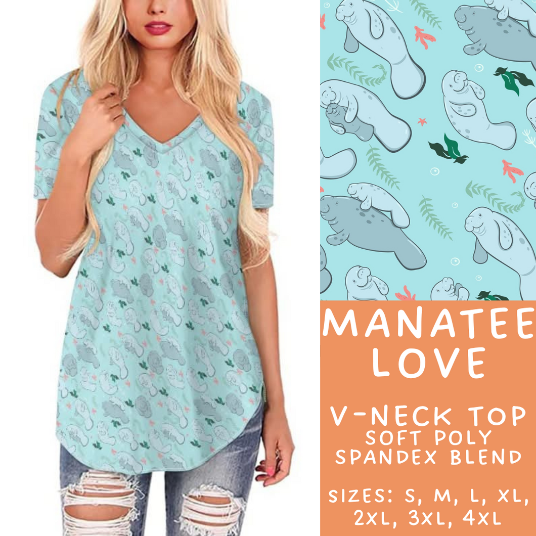 Batch #307 - Sea Life - Closes 3/20 - ETA mid May - Manatee Love V-Neck Tee