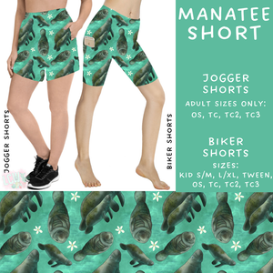 Batch #307 - Sea Life - Closes 3/20 - ETA mid May - Manatee Biker & Jogger Shorts