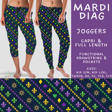 Load image into Gallery viewer, Batch #605 - Mardi Party - Closes 10/28 - ETA late Dec - Mardi Diag Full and Capri Length Joggers
