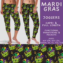 Load image into Gallery viewer, Batch #605 - Mardi Party - Closes 10/28 - ETA late Dec - Mardi Gras Full and Capri Length Joggers
