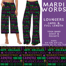 Load image into Gallery viewer, Batch #605 - Mardi Party - Closes 10/28 - ETA late Dec - Mardi Words Capri and Full Length Loungers
