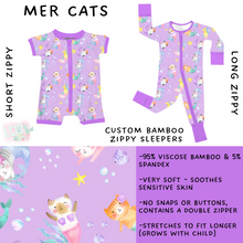 Load image into Gallery viewer, Ready to Ship - Mer Cats Short Zippy - 2T, 3T &amp; 4T &amp; Long Zippy Sleeper - 4T
