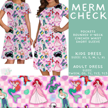 Load image into Gallery viewer, Batch #594 - Magical Faves 25 - Closes 10/5 - ETA early Dec - Merm Check Adult &amp; Kids Dresses
