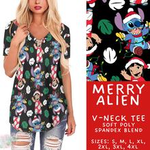 Load image into Gallery viewer, Batch #434 - Magical Christmas - Closes 10/22 - ETA early Dec - Merry Alien V-Neck Tee

