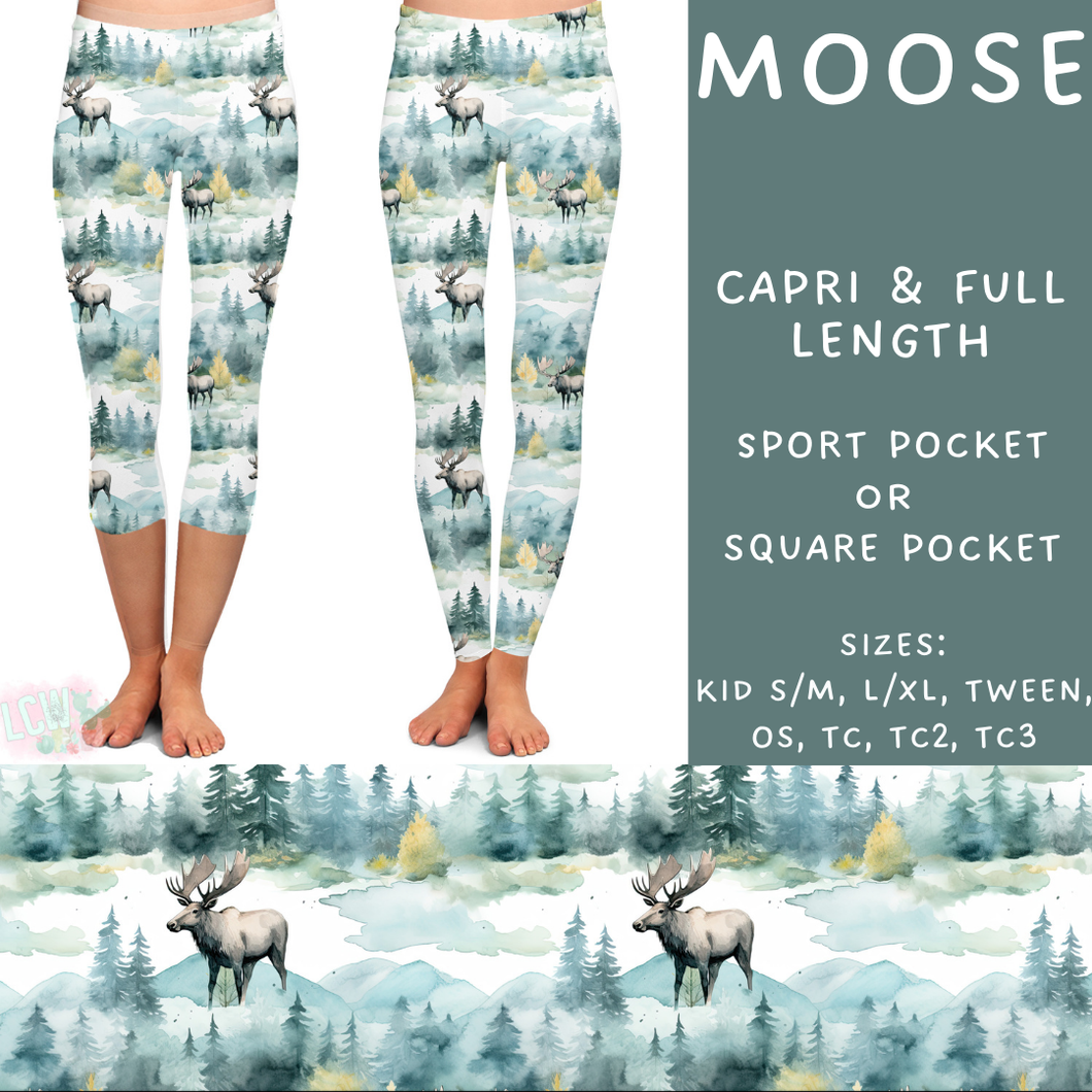 Ready to Ship - Moose Capri Length Leggings - TC2 Square Pockets