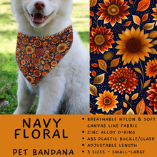 Load image into Gallery viewer, Batch #576 - Pet Gear 2 - Closes 8/28 - ETA late October - Navy Floral Pet Bandana
