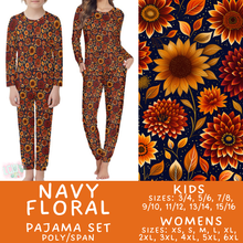 Load image into Gallery viewer, Batch #580 - Fall Family Pajamas 2 - Closes 9/4 - ETA early Nov - Navy Floral Women's &amp; Kid's Pajama Set
