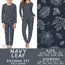 Load image into Gallery viewer, Batch #580 - Fall Family Pajamas 2 - Closes 9/4 - ETA early Nov - Navy Leaf Women's &amp; Kid's Pajama Set
