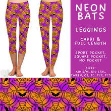 Load image into Gallery viewer, Batch #566 - Halloween 5 - Closes 8/7 - ETA early October - Neon Bats Full and Capri Length Leggings
