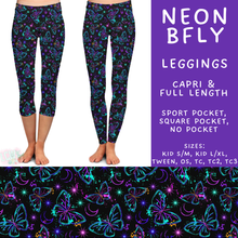 Load image into Gallery viewer, Batch #603 - September Request Run - Closes 10/26 - ETA mid/late Dec - Neon BFly Full and Capri Length Leggings
