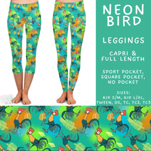 Load image into Gallery viewer, Batch #585 - Magical Faves 24 - Closes 9/14 - ETA mid Nov - Neon Bird Full and Capri Length Leggings
