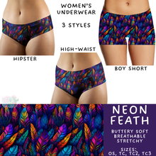 Load image into Gallery viewer, Ready to Ship - Neon Feath Women&#39;s Underwear - Hipster &amp; High Waist
