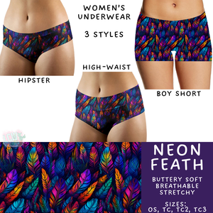 Ready to Ship - Neon Feath Women's Underwear - Hipster & High Waist