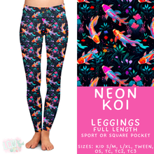 Load image into Gallery viewer, Ready to Ship - Neon Koi Full Length Leggings - Square Pocket TC2
