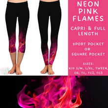 Load image into Gallery viewer, Ready To Ship - Neon Pink Flames Full Length Leggings
