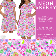 Load image into Gallery viewer, Batch #555 - Cool Characters 7 - Closes 7/13 - ETA mid Sept - Neon SBerry Adult &amp; Kids Dresses
