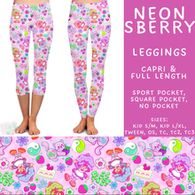 Load image into Gallery viewer, Batch #555 - Cool Characters 7 - Closes 7/13 - ETA mid Sept - Neon SBerry Full and Capri Length Leggings

