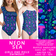 Load image into Gallery viewer, Batch #543 - Pool Party 2 - Closes 6/15 - ETA early/mid August - Neon Sea Girl's Swimsuit
