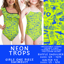 Load image into Gallery viewer, Batch #543 - Pool Party 2 - Closes 6/15 - ETA early/mid August - Neon Trops Girl's Swimsuit
