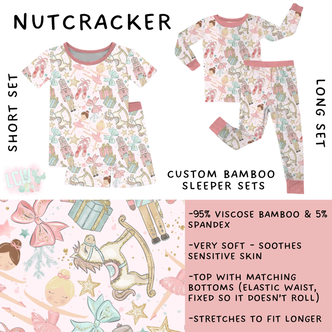 Batch #438 - Little Dreamers Christmas 2 - Closes 10/29 - ETA early Dec - Nutcracker Bamboo Short and Long Sleeper Set