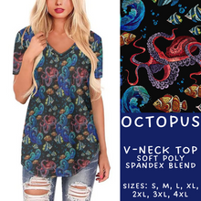 Load image into Gallery viewer, Batch #307 - Sea Life - Closes 3/20 - ETA mid May - Octopus V-Neck Tee
