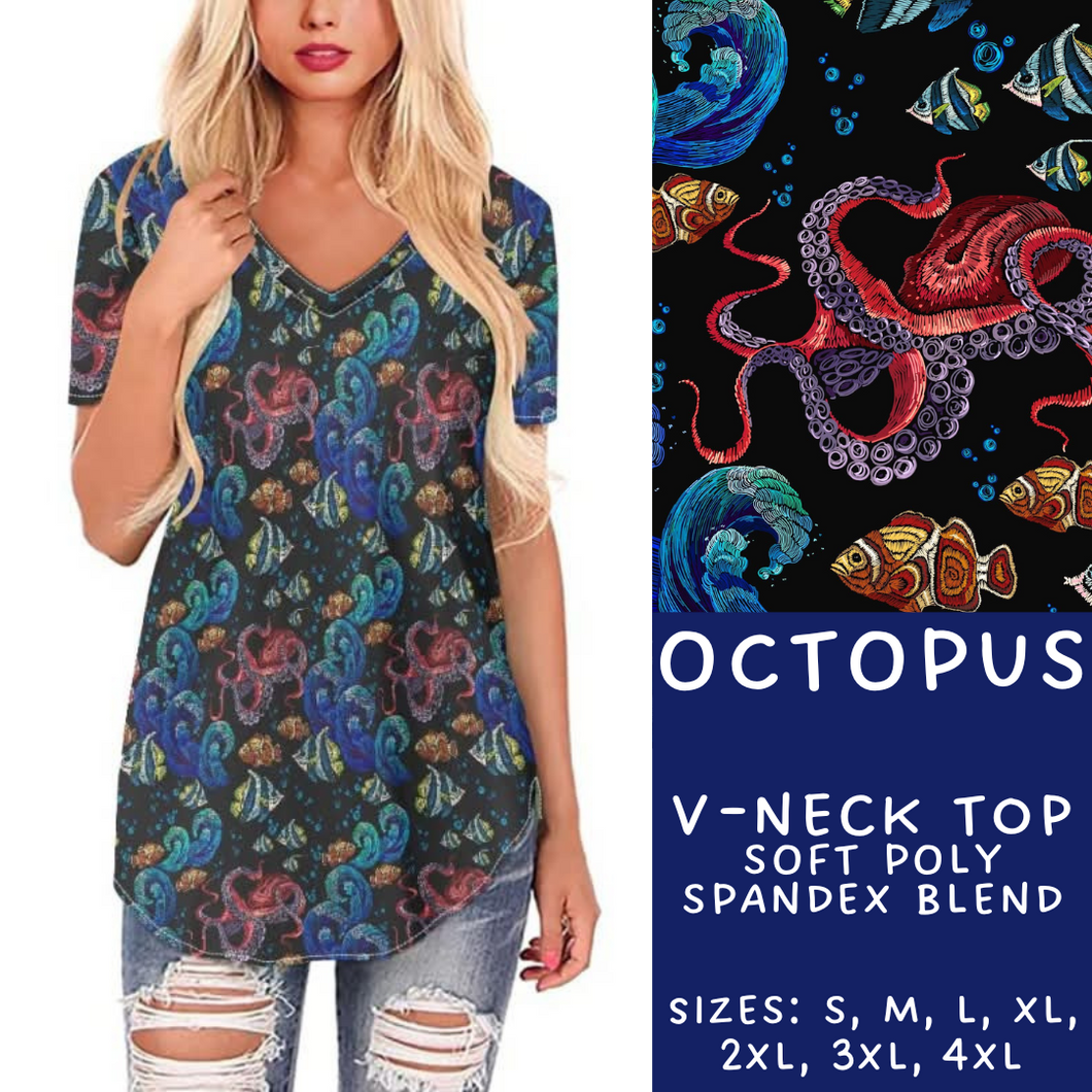 Batch #307 - Sea Life - Closes 3/20 - ETA mid May - Octopus V-Neck Tee