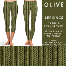 Load image into Gallery viewer, Batch #596 - Sweater Weather - Closes 10/9 - ETA early Dec - Olive Full and Capri Length Leggings
