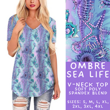 Load image into Gallery viewer, Batch #307 - Sea Life - Closes 3/20 - ETA mid May - Ombre Sea Life V-Neck Tee
