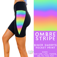 Load image into Gallery viewer, Batch #547 - Set in Style Collection - Closes 6/24 - ETA late August - Ombre Stripe Pocket Print Biker Short
