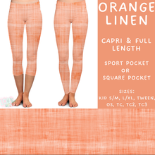 Load image into Gallery viewer, Ready To Ship - Orange Linen Capri Length Leggings - TC Square Pocket
