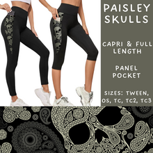 Load image into Gallery viewer, Ready To Ship - Paisley Skulls Pocket Full Length - TC &amp; Capri Length - TC2
