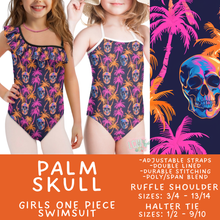 Load image into Gallery viewer, Batch #543 - Pool Party 2 - Closes 6/15 - ETA early/mid August - Palm Skull Girl's Swimsuit
