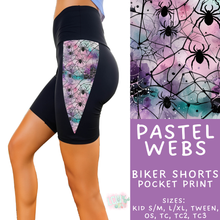Load image into Gallery viewer, Batch #568 - Halloween Spooky Sets 3 - Closes 8/12 - ETA early October - Pastel Webs Side Panel Biker Shorts
