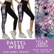 Load image into Gallery viewer, Batch #568 - Halloween Spooky Sets 3 - Closes 8/12 - ETA early October - Pastel Webs Pattern Side Pocket Capris &amp; Leggings
