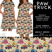 Load image into Gallery viewer, Batch #586 - Cool Characters 18 - Closes 9/16 - ETA mid Nov - Paw Truck Adult &amp; Kids Dresses
