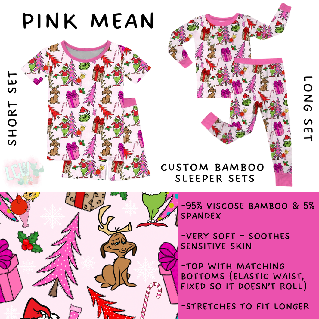 Batch #438 - Little Dreamers Christmas 2 - Closes 10/29 - ETA early Dec - Pink Mean Bamboo Short and Long Sleeper Set