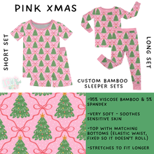 Load image into Gallery viewer, Batch #593 - Little Dreamers Christmas 3 - Closes 10/2 - ETA late Nov - Pink Xmas Bamboo Short and Long Sleeper Set
