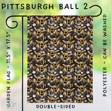 Load image into Gallery viewer, Batch #312 - Strike Out Baseball Flags - Closes 3/28 - ETA late May - Pittsburgh Ball 2 Garden Flag
